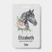 Schönes Schwarzes Pferd Kopf Portrait Wasserfarbe Ausweis (Rückseite)