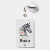 Schönes Schwarzes Pferd Kopf Portrait Wasserfarbe Ausweis (Rückseite mit Ausziehbar)