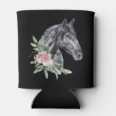 Schönes Schwarzes Pferd Kopf Portrait Wasserfarbe Dosenkühler (Rückseite)