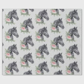 Schönes Schwarzes Pferd Kopf Portrait Wasserfarbe Geschenkpapier (Flach)