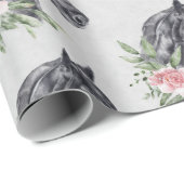 Schönes Schwarzes Pferd Kopf Portrait Wasserfarbe Geschenkpapier (Rolleneckpunkt)