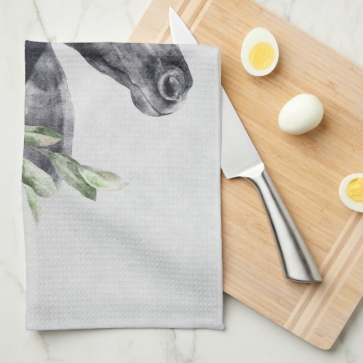 Schönes Schwarzes Pferd Kopf Portrait Wasserfarbe Geschirrtuch (Viertel Falte)