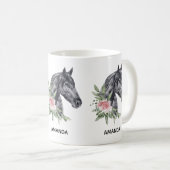 Schönes Schwarzes Pferd Kopf Portrait Wasserfarbe Kaffeetasse (VorderseiteRechts)
