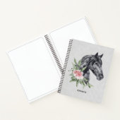 Schönes Schwarzes Pferd Kopf Portrait Wasserfarbe Notizblock (Innenseite)