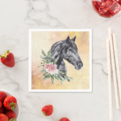 Schönes Schwarzes Pferd Kopf Portrait Wasserfarbe Serviette (Beispiel)