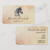 Schönes Schwarzes Pferd Kopf Portrait Wasserfarbe Visitenkarte (Vorne/Hinten)