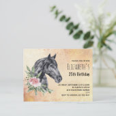 Schönes Schwarzes Pferd Kopf Wasserfarbe Geburtsta Einladungspostkarte (Stehend Vorderseite)