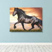 Schönes Schwarzes Pferd Leinwanddruck (Insitu (Holzboden))