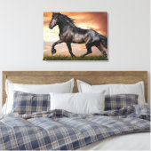 Schönes Schwarzes Pferd Leinwanddruck (Insitu (Schlafzimmer))