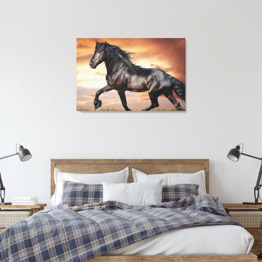 Schönes Schwarzes Pferd Leinwanddruck (Insitu (Schlafzimmer))