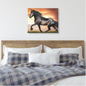 Schönes Schwarzes Pferd Leinwanddruck (Insitu (Schlafzimmer))