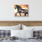 Schönes Schwarzes Pferd Leinwanddruck (Insitu (Schlafzimmer))