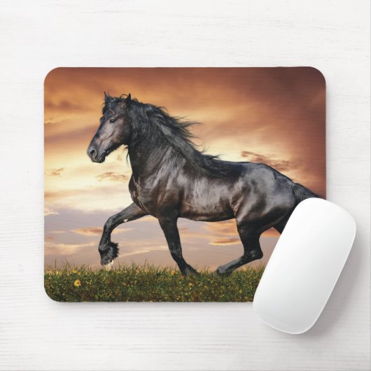 Schönes Schwarzes Pferd Mousepad (Mit Mouse)