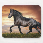 Schönes Schwarzes Pferd Mousepad (Vorne)