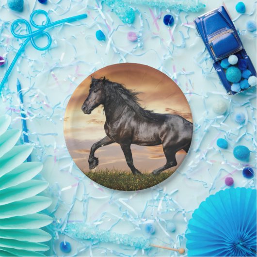 Schönes Schwarzes Pferd Pappteller (Party)