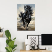 Schönes Schwarzes Pferd Poster (Heimbüro)