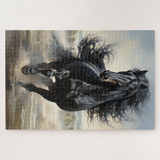 Schönes schwarzes Pferd Puzzle (Horizontal)