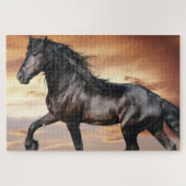 Schönes Schwarzes Pferd Puzzle (Horizontal)