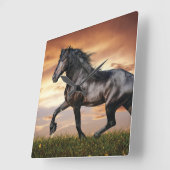 Schönes Schwarzes Pferd Quadratische Wanduhr (Winkel)