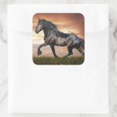 Schönes Schwarzes Pferd Quadratischer Aufkleber (Tasche)