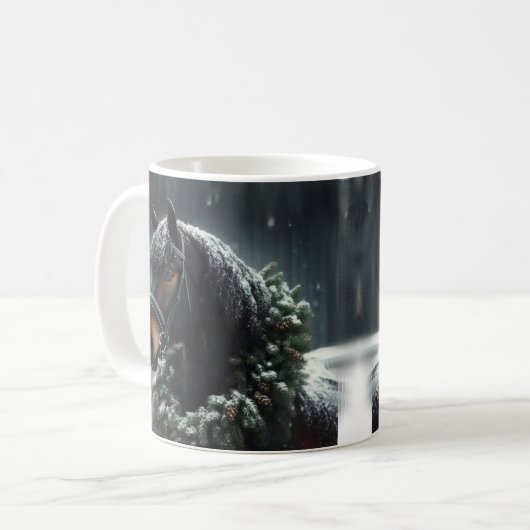 Schönes Schwarzes Pferd Reittier Liebe Kaffeetasse (Vorderseite Links)