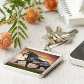 Schönes Schwarzes Pferd Schlüsselanhänger (Seite)