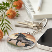 Schönes Schwarzes Pferd Schlüsselanhänger (Vorderseite rechts)