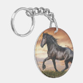 Schönes Schwarzes Pferd Schlüsselanhänger (Vorderseite links)