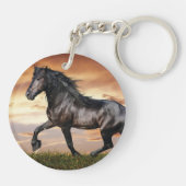 Schönes Schwarzes Pferd Schlüsselanhänger (Rückseite)