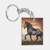 Schönes Schwarzes Pferd Schlüsselanhänger (Vorderseite links)