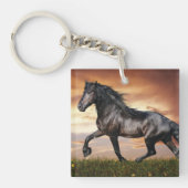 Schönes Schwarzes Pferd Schlüsselanhänger (Vorderseite)