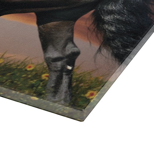 Schönes Schwarzes Pferd Schneidebrett (Ecke)