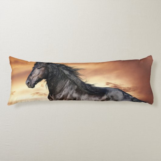 Schönes Schwarzes Pferd Seitenschläferkissen (Vorderseite)