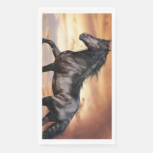 Schönes Schwarzes Pferd Serviette (Vorderseite)