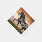 Schönes Schwarzes Pferd Serviette (Ecke)