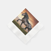 Schönes Schwarzes Pferd Serviette (Ecke)