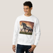 Schönes Schwarzes Pferd Sweatshirt (Vorne ganz)