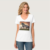 Schönes Schwarzes Pferd T-Shirt (Vorderseite Vollansicht)