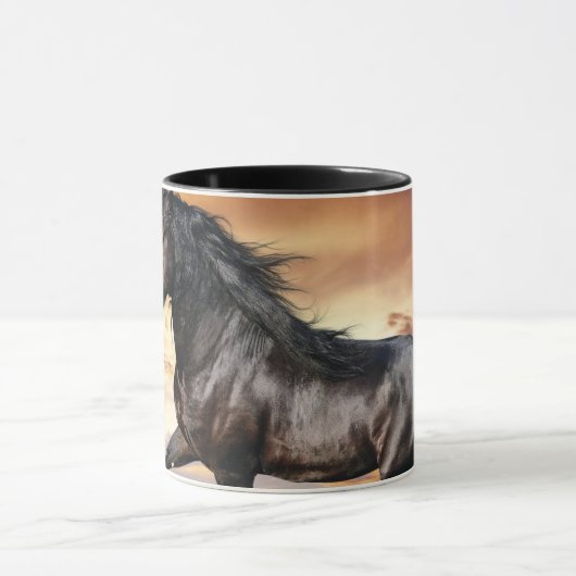 Schönes Schwarzes Pferd Tasse (Zentrum)
