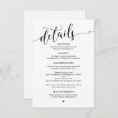 Schönes, schwarzes Skript, Details zur Hochzeit Begleitkarte (Vorne/Hinten)