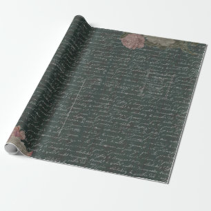 Schönes schwarzes Skriptwrapping Paper mit rosa R Geschenkpapier