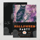 Schönes Schwarzes und Lila Schwarzes Halloween Einladung (Vorne/Hinten)