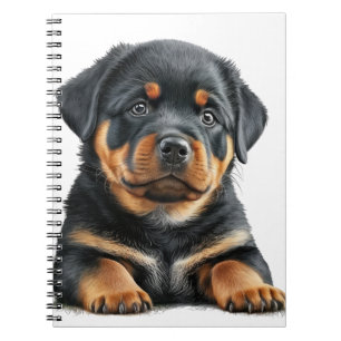 SCHÖNES SCHWARZES UND TAN ROTTWEILER HUND NOTIZBLOCK