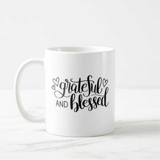 Schönes schwarzes Zitat Kaffeetasse (Links)
