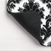Schönes Schwarzweiss-Damast-Muster Mousepad (Ecke)