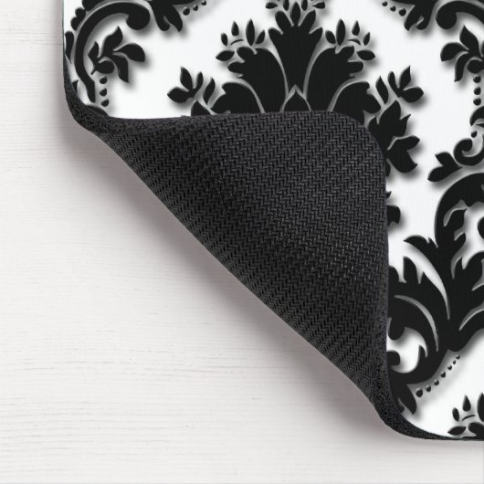 Schönes Schwarzweiss-Damast-Muster Mousepad (Ecke)