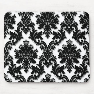 Schönes Schwarzweiss-Damast-Muster Mousepad