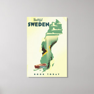Schönes Schweden Reiseplakat Leinwanddruck