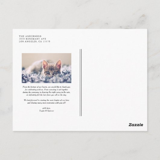 Schönes Script Blue Two Foto Collage Vielen Dank Postkarte (Rückseite)