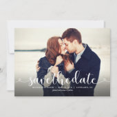 Schönes Script-Foto Hochzeitssache Datum speichern Save The Date (Vorderseite)